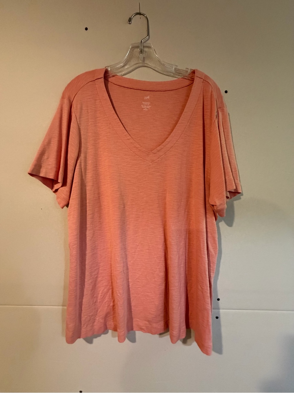 J. Jill Peach V-Neck Short Sleeve Top
